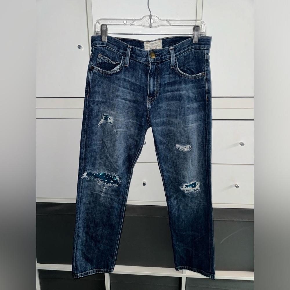 Current Elliott Star Patch Distressed Designer Jeans Size 25